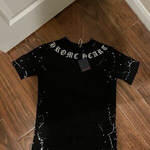 Chrome Hearts Black Tee with White Splatter and Neck Logo